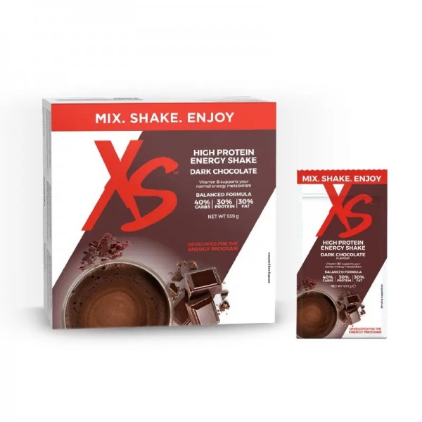 High Protein Energy Shake XS™ – Dunkle Schokolade - 14 Beutel zu je 67,1 g / 939 g - Amway