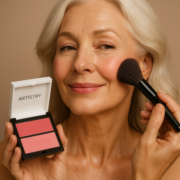 Lachelndes-Makeup-mit-rosigen-Wangen